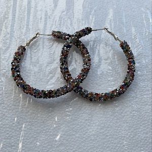 **NWOT** Bling Hoop Rhinestone Earrings